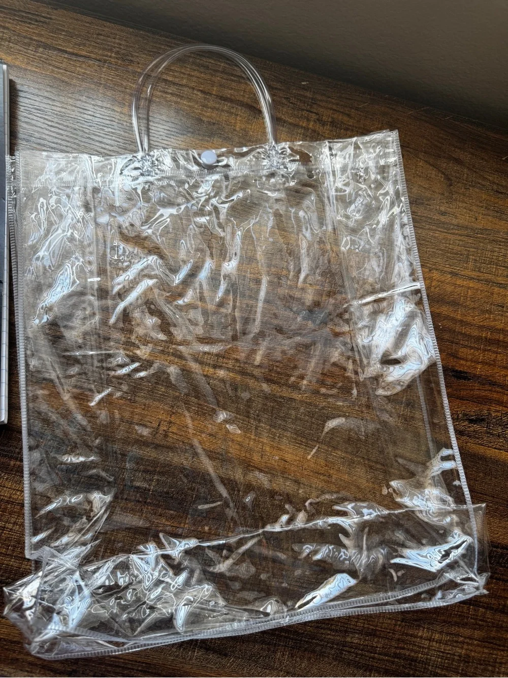 Clear PVC Plastic Tote Bag Organizer Handles Snap Closure Stadium Approved New
